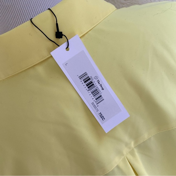 NWT The Drop Rachmartino Lemon Pastel Yellow Heart Shaped Button Down Shirt: L - Picture 6 of 12
